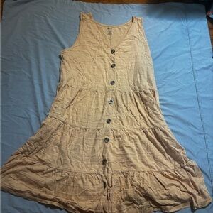 Sonoma Button-Front Cream Midi Dress